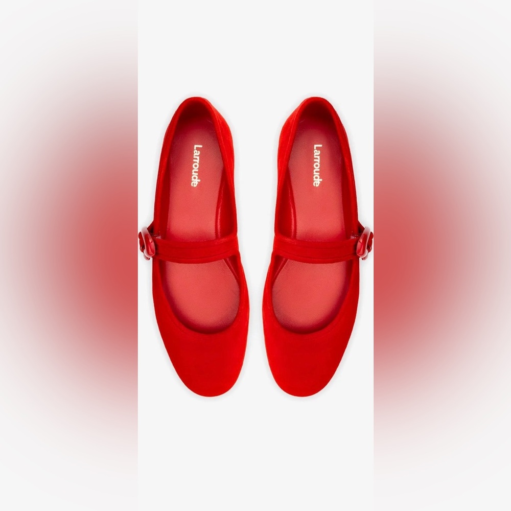 Larroude Verona Ballet Flat- Scarlet Suede 9- NWT no box- Red